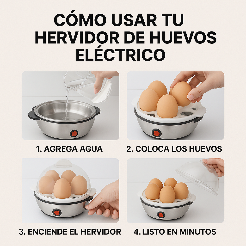 Hervidor de Huevos Eléctrico – Cocina rápida y sin esfuerzo – Disfruta huevos perfectos cada mañana en 10 minutos
