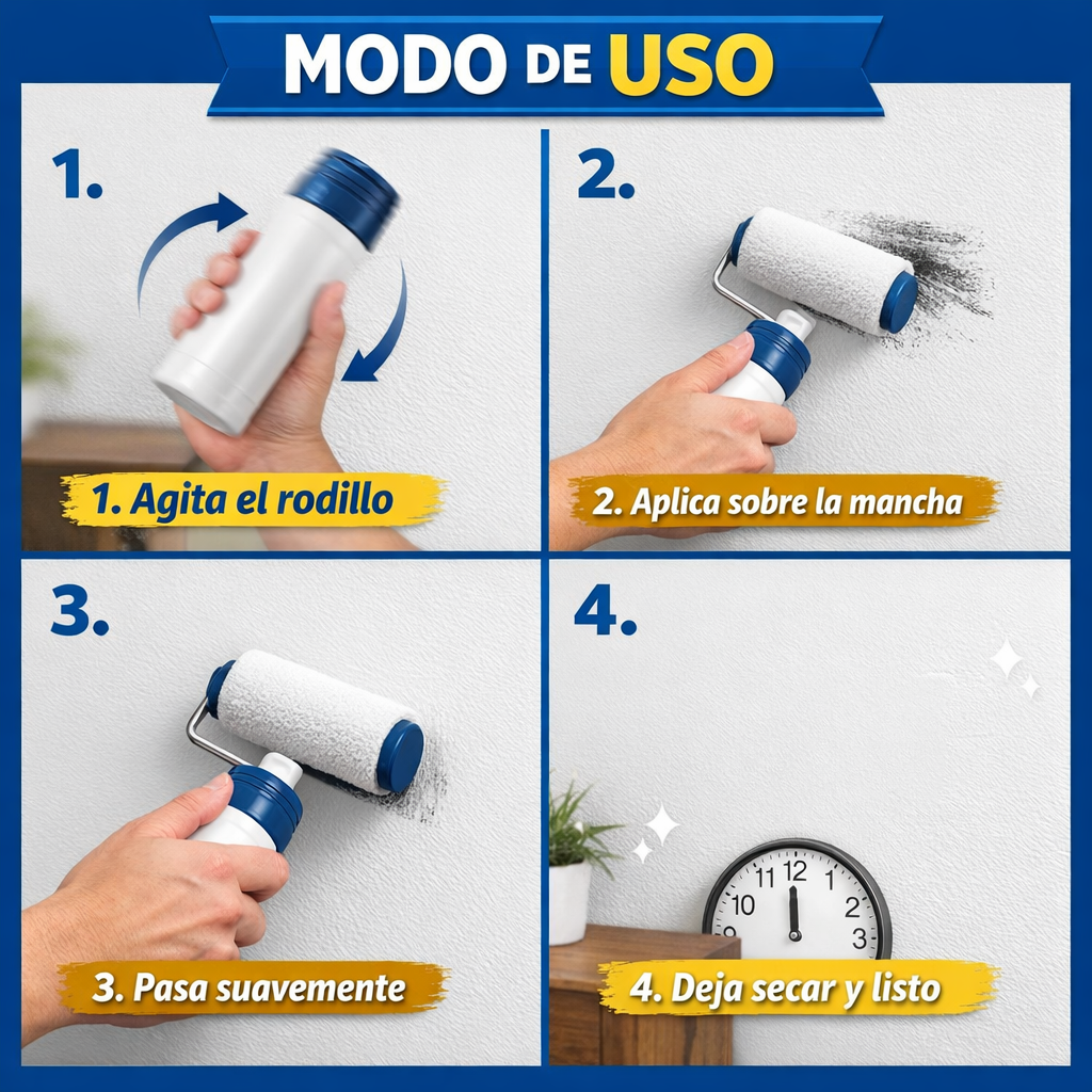 Rodillo Reparador de Paredes 2x1 – Elimina Rayones – Paredes Limpias en Minutos