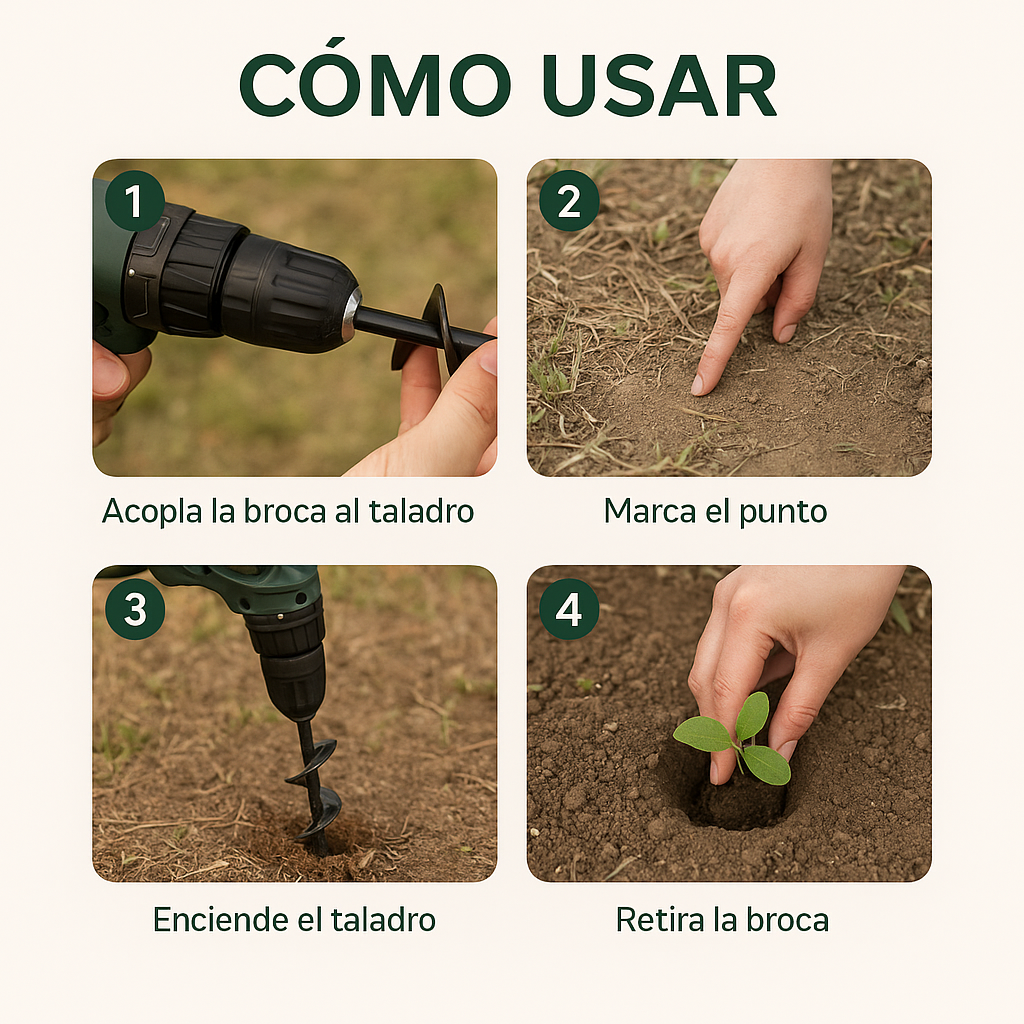 Broca Plantadora – Ahorra esfuerzo al plantar – Crea tu jardín perfecto en minutos