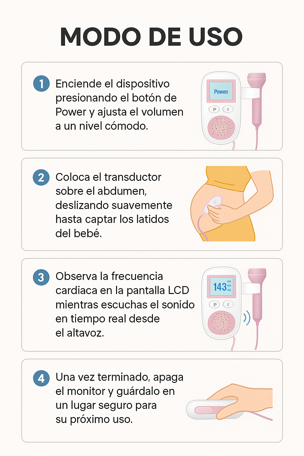Doppler Fetal Portátil – Monitor de Latidos – Tranquilidad para Mamá en Segundos