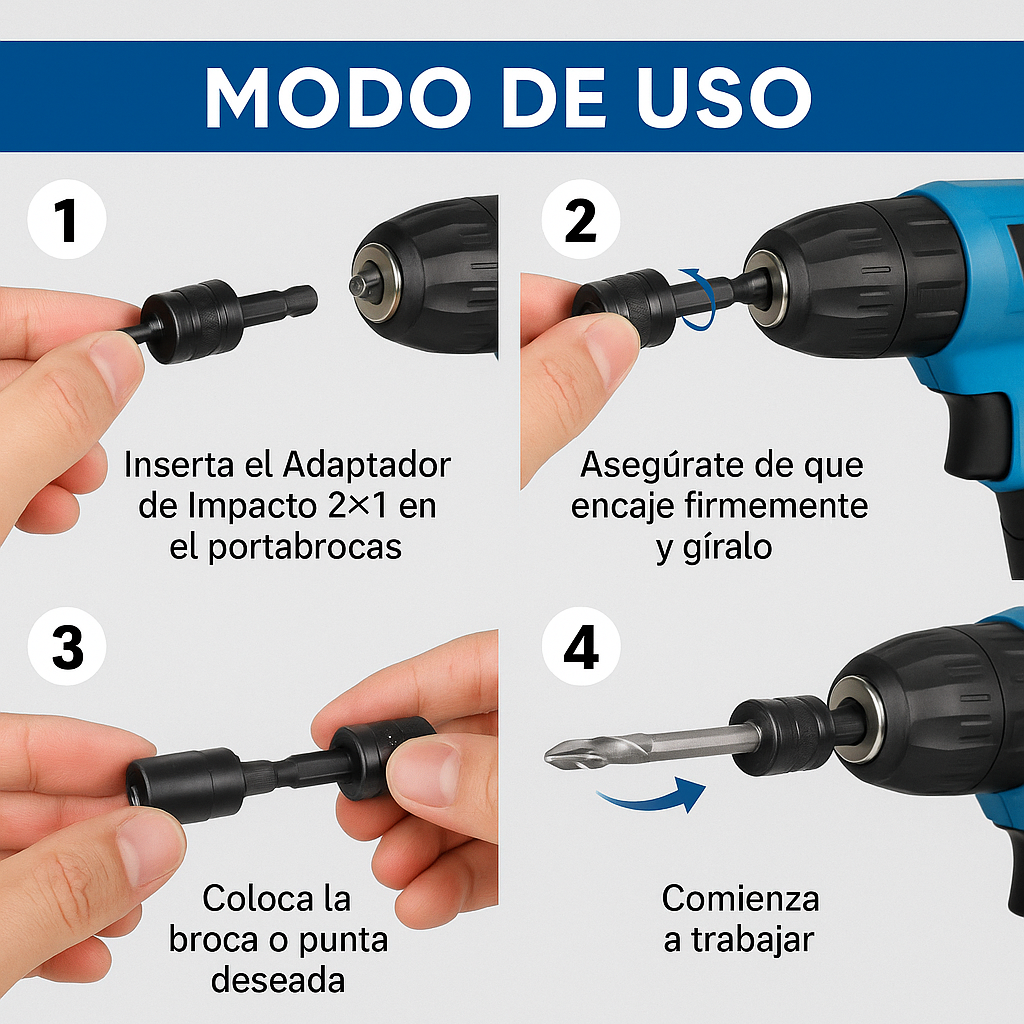 Adaptador de Impacto 2×1 – Convierte tus herramientas en segundos y trabaja con fuerza profesional todo el día