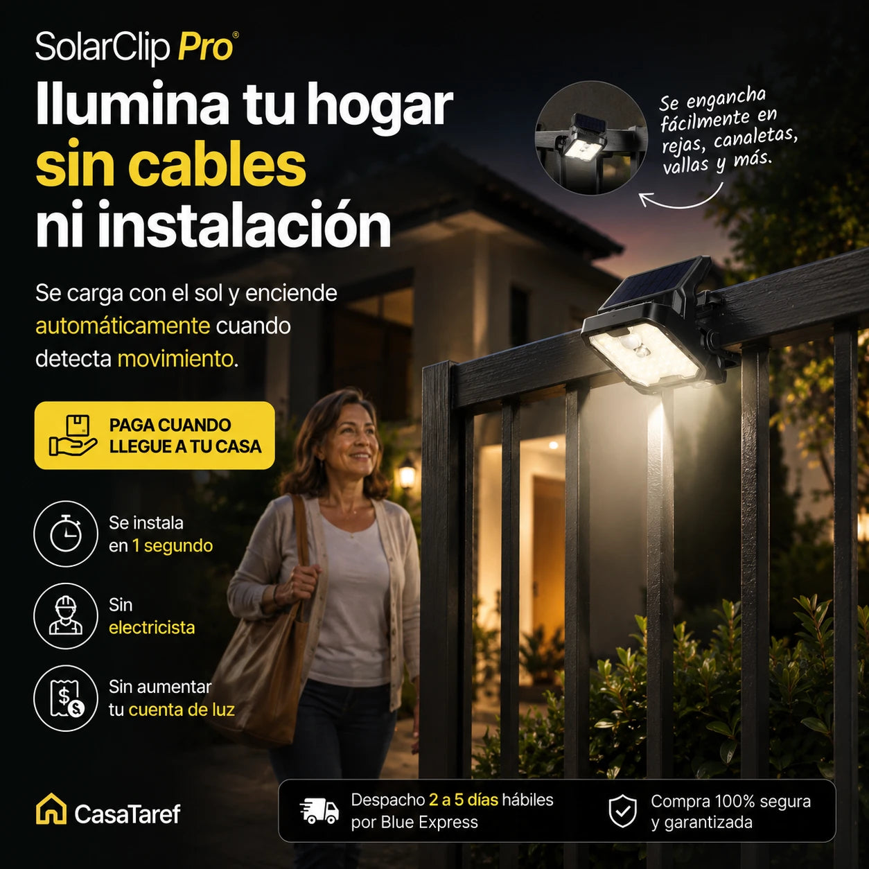 SolarClip Pro — Ilumina tu hogar sin cables ni electricidad
