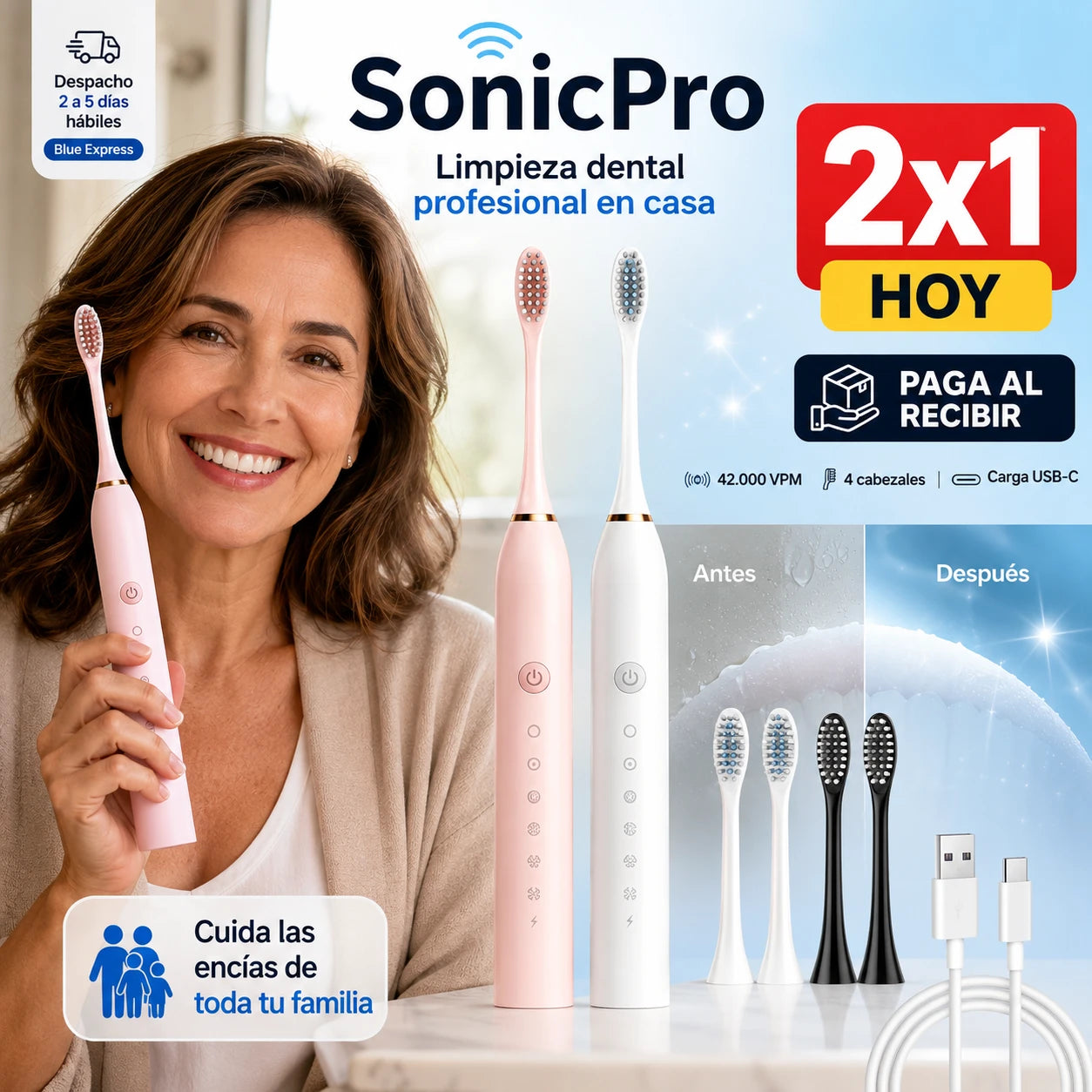 SonicPro 2x1 - Limpieza Dental Profesional en Casa