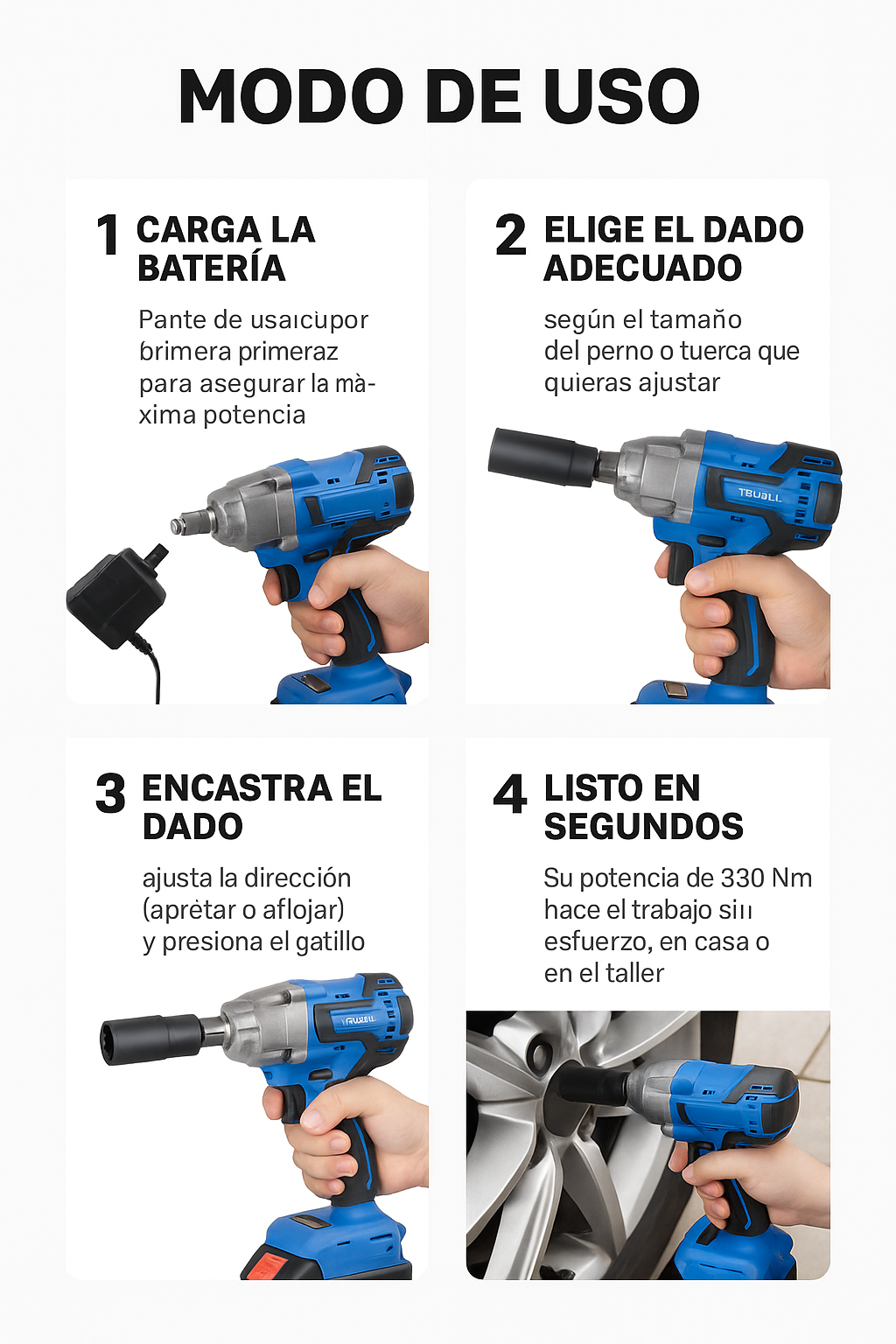 Llave de Impacto Tasbel – Potencia Inalámbrica – Cambia tus ruedas en segundos sin esfuerzo