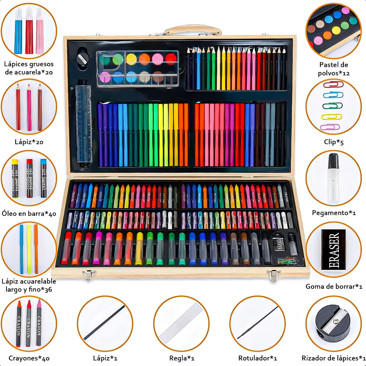 Maletín de Arte 180 Piezas – El Kit Completo que Todo Niño Amará