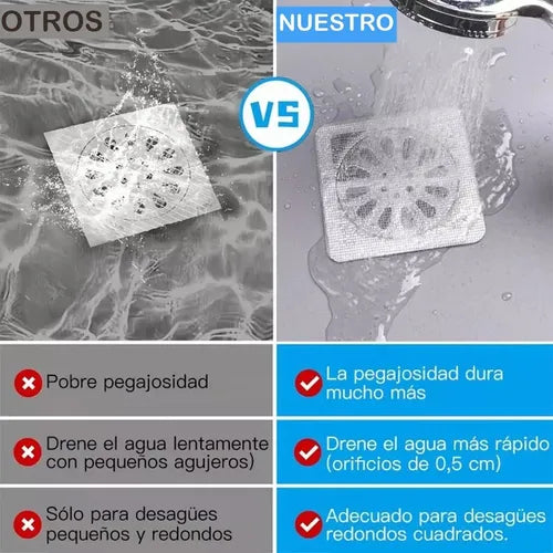 Filtros Desechables x50 – Atrapa Cabello – Mantén tu desagüe limpio y sin tocar suciedad en segundos