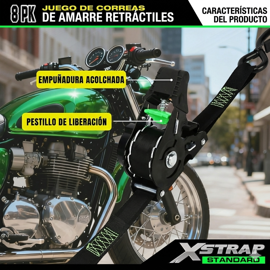 Correa Automática Retráctil – Ajuste Rápido – Sujeta tu carga firme y segura en segundos