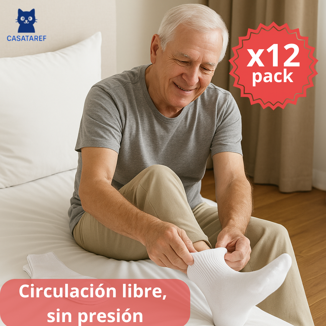 PACK 12X: Calcetines Diabéticos – Cuidan la Circulación – Mantén tus pies sanos y cómodos cada día sin irritaciones