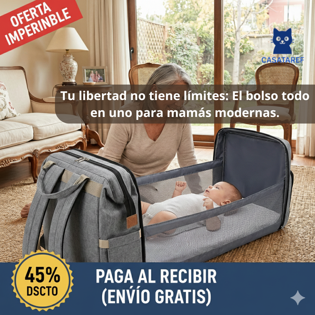 Mochila Pañalera 3 en 1 – Cuna y Cambiador Portátil – Todo para el Bebé en un Solo Lugar