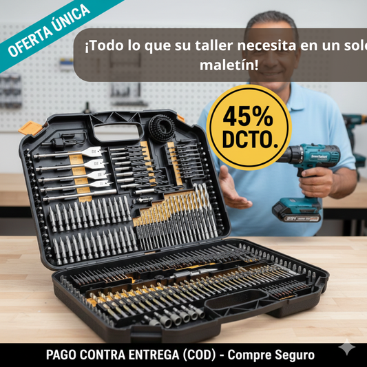 Set Profesional 246 Piezas Taladro – Perforación y Ajuste – Trabajo preciso sin buscar herramientas