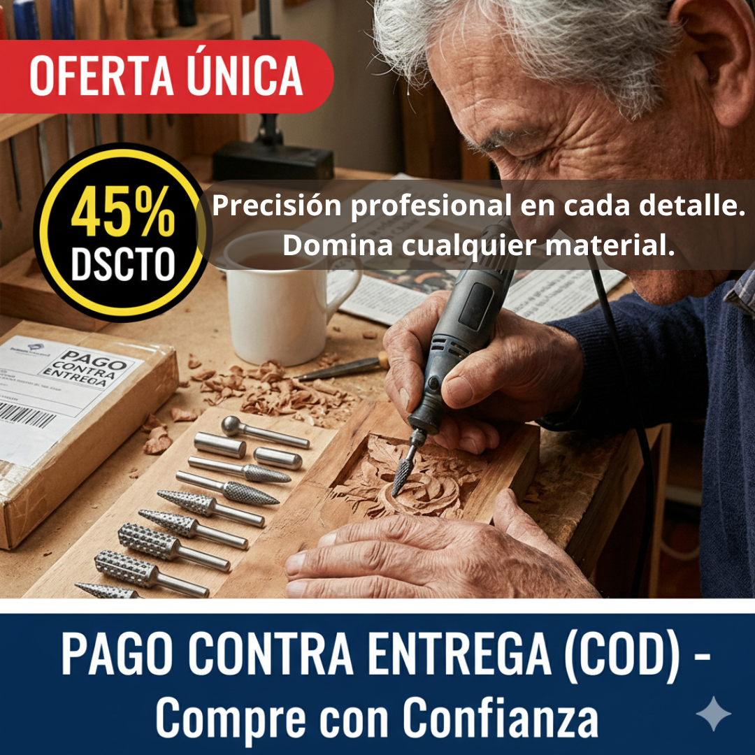 Juego de Raspa Rotativa 10 Piezas – Desbaste Rápido – Resultados Uniformes al Instante