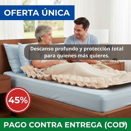 Colchón Antiescaras Eléctrico - Flujo Alternante Silencioso - Previene Escaras Desde el Primer Uso