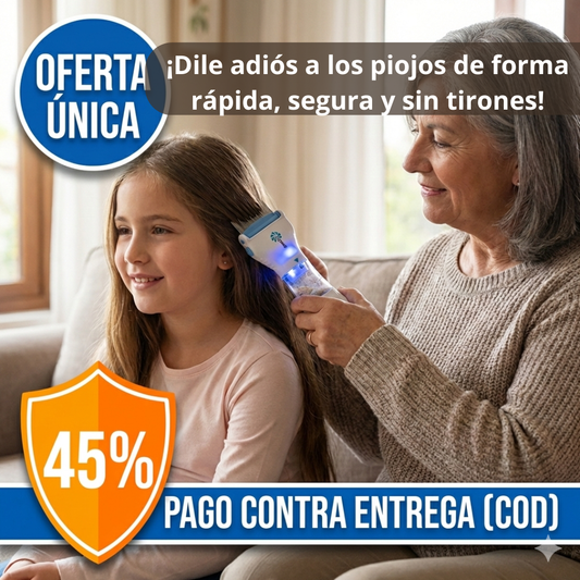 Peine Eléctrico Aspirador - Elimina Piojos y Huevos - Protección Visible en la Primera Semana