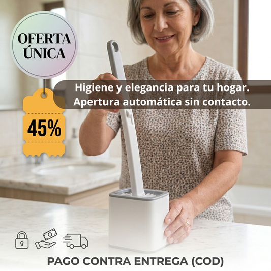 Cepillo de Baño Automático – Apertura Higiénica – Mantén tu baño limpio sin tocar suciedad