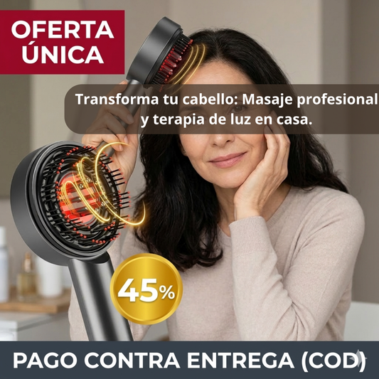 Cepillo Masajeador Capilar – Vibración y Luz Terapéutica – Menos Caída y Más Relajación en 21 Días