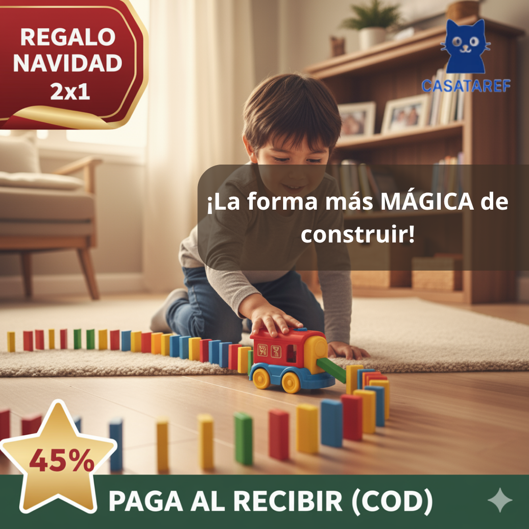 Tren Dominó Automático – Arma y Aprende Jugando – Crea momentos inolvidables en familia esta Navidad