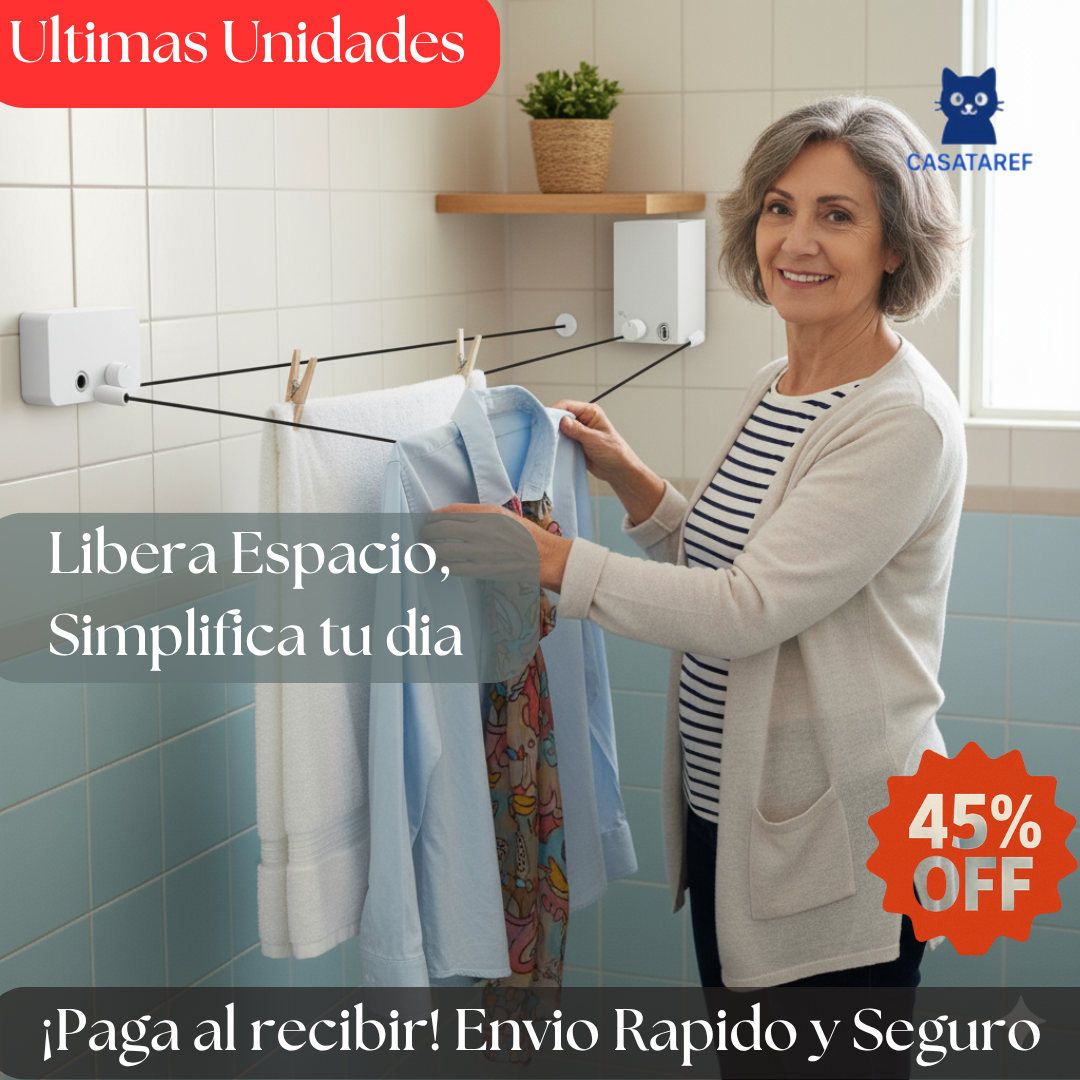 Tendedero Retráctil – Ahorra Espacio – Mantén tu Ropa Seca y Tu Hogar Ordenado por Años