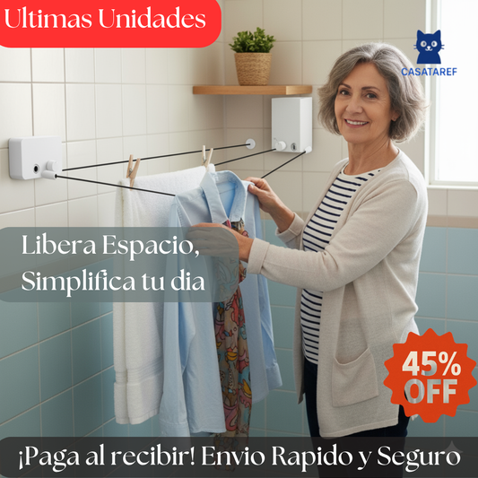 Tendedero Retráctil – Ahorra Espacio – Mantén tu Ropa Seca y Tu Hogar Ordenado por Años