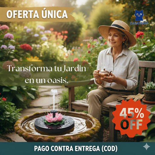 Fuente Solar Redonda – Embellece tu espacio exterior y crea un ambiente de paz en un día