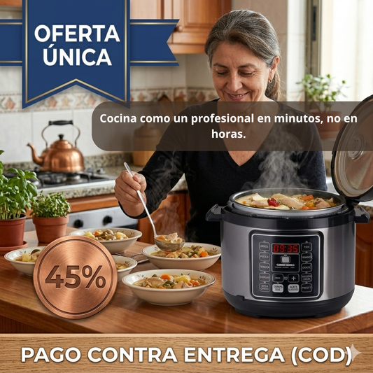 Olla a Presión Eléctrica 6L – Cocina Rápido y Fácil – Comidas Listas en Minutos, Cada Día