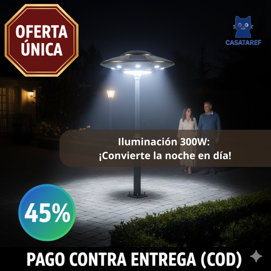 Farola Solar LED UFO 300W – Iluminación 360° Automática – Ahorra luz y asegura tu hogar desde el primer día