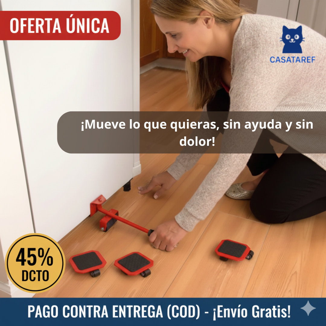 Kit Movedor de Muebles – Eleva y Desliza – Mueve muebles pesados sin dolor en minutos