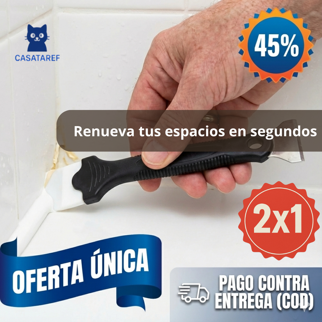 Raspador Removedor 5 en 1  2x1 – Elimina Pegamento y Masilla – Limpia sin rayar en minutos