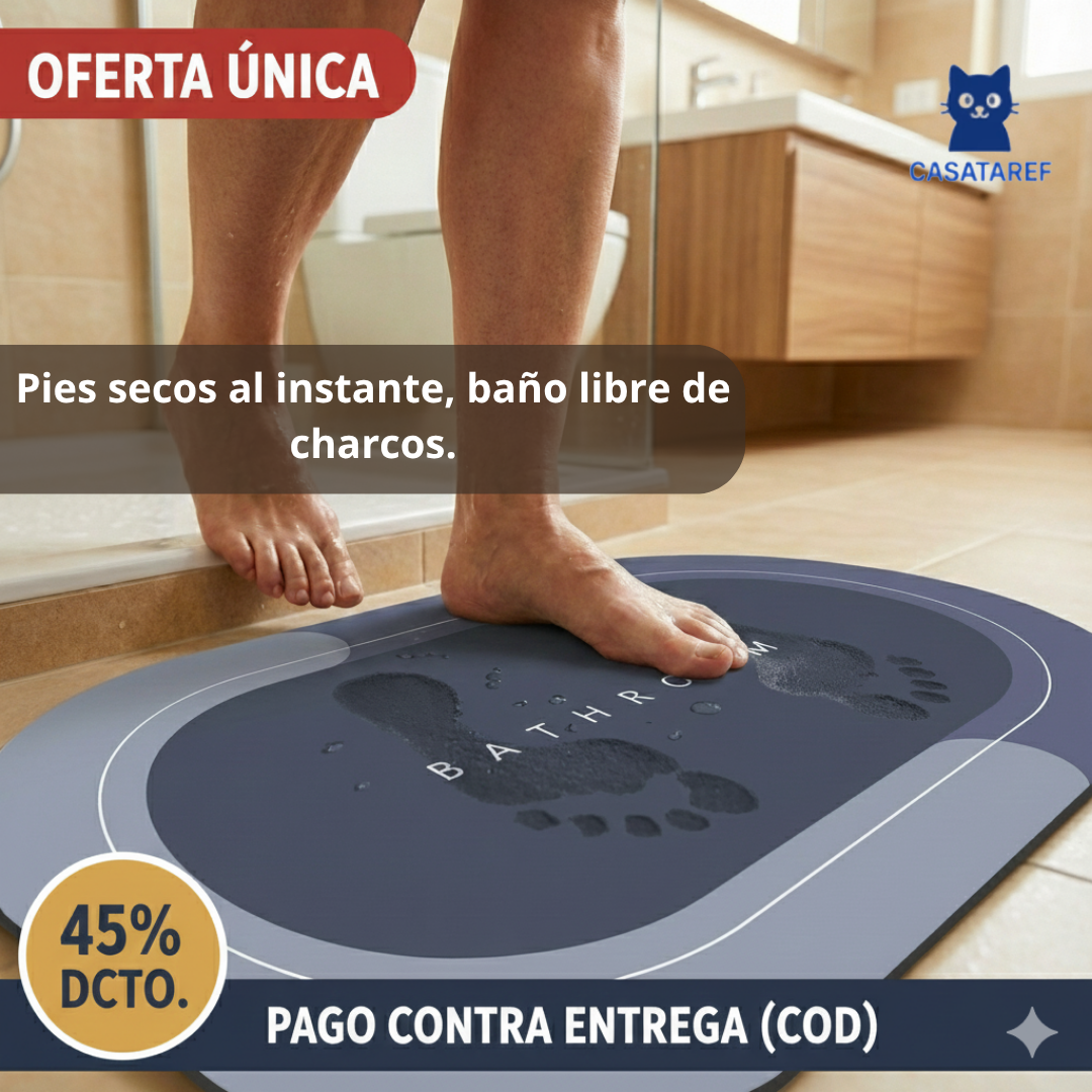Alfombra Antideslizante 5×1 – Evita Resbalones – Mantén tu Baño Seco y Seguro en 3 Segundos