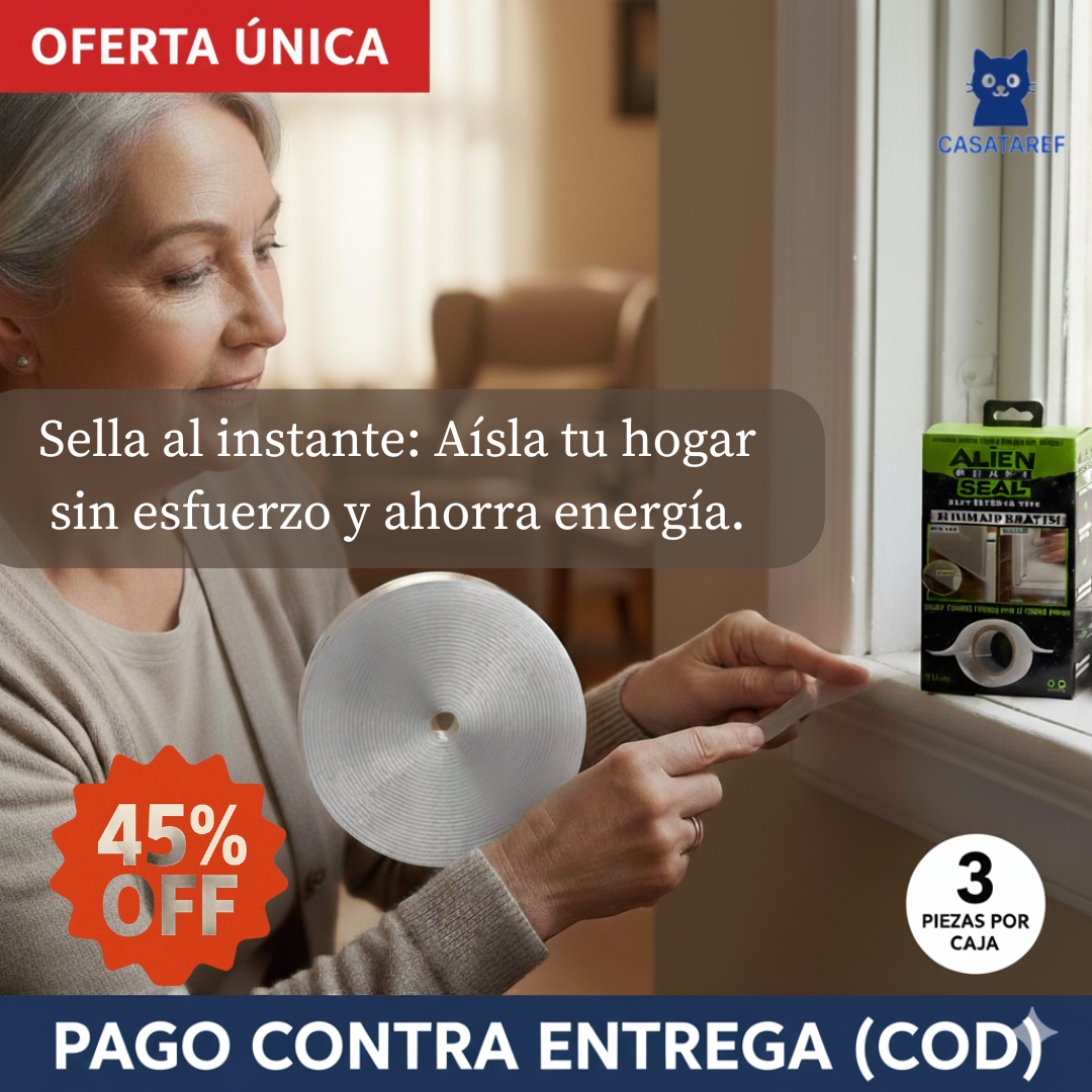 Cinta Selladora Alien Seal – Bloquea el Frío – Mantén tu Hogar Cálido y Ahorra Energía en Minutos