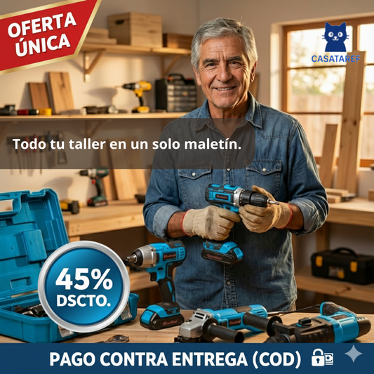 Kit 4 Herramientas Inalámbricas – Reparación Completa – Potencia real para arreglar tu hogar en minutos