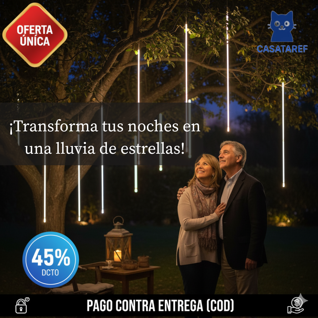 Luz Meteorito Solar – Iluminación decorativa – Crea magia navideña sin enchufes ni consumo eléctrico