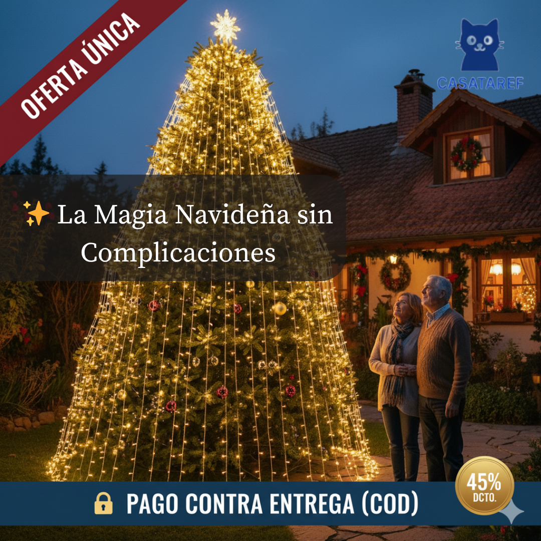 Estrella Cascada Solar – Iluminación Navideña Inteligente – Magia y Ahorro en tu Hogar Todo Diciembre