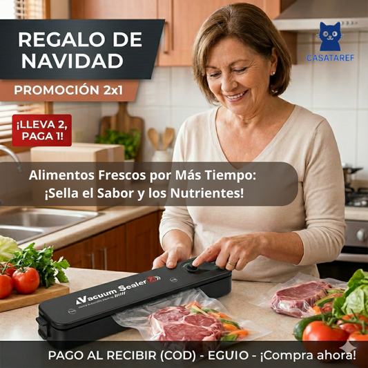 Selladora al Vacío – Conserva y Organiza – Mantén tus Alimentos Frescos Hasta 5 Veces Más en Minutos