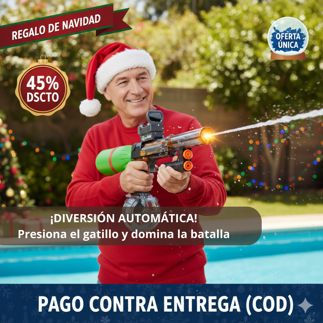 Pistola de Agua Recargable – Disparo Potente – Regalo Navideño que Garantiza Juegos Activos al Instante