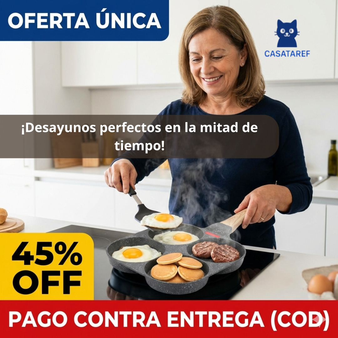 Sartén Antiadherente 4 Espacios – Todo en Uno – Ahorra tiempo en cada comida