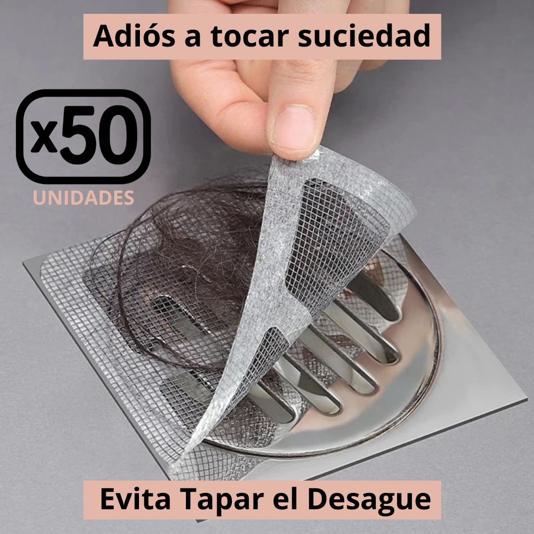 Filtros Desechables x50 – Atrapa Cabello – Mantén tu desagüe limpio y sin tocar suciedad en segundos