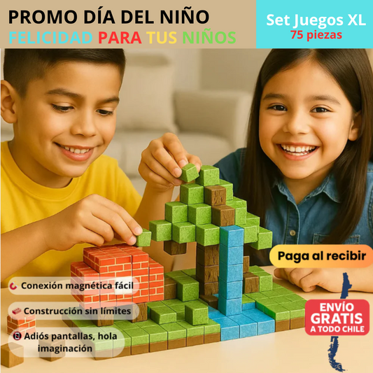 Bloques Magnéticos XL (75 pzs) Minecraft – Construcción divertida – Sorprende este Día del Niño
