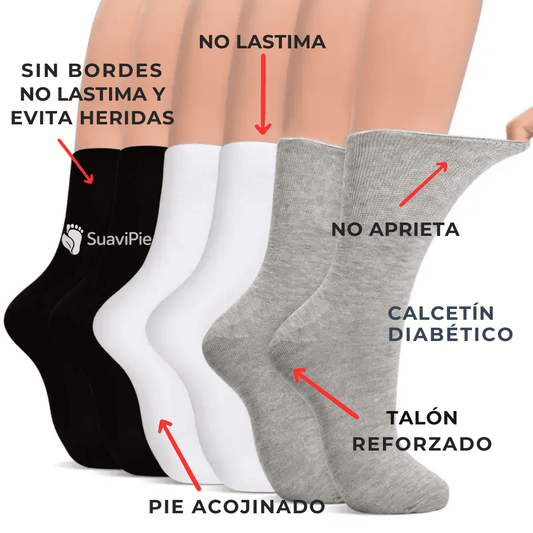 PACK 12X: Calcetines Diabéticos – Cuidan la Circulación – Mantén tus pies sanos y cómodos cada día sin irritaciones