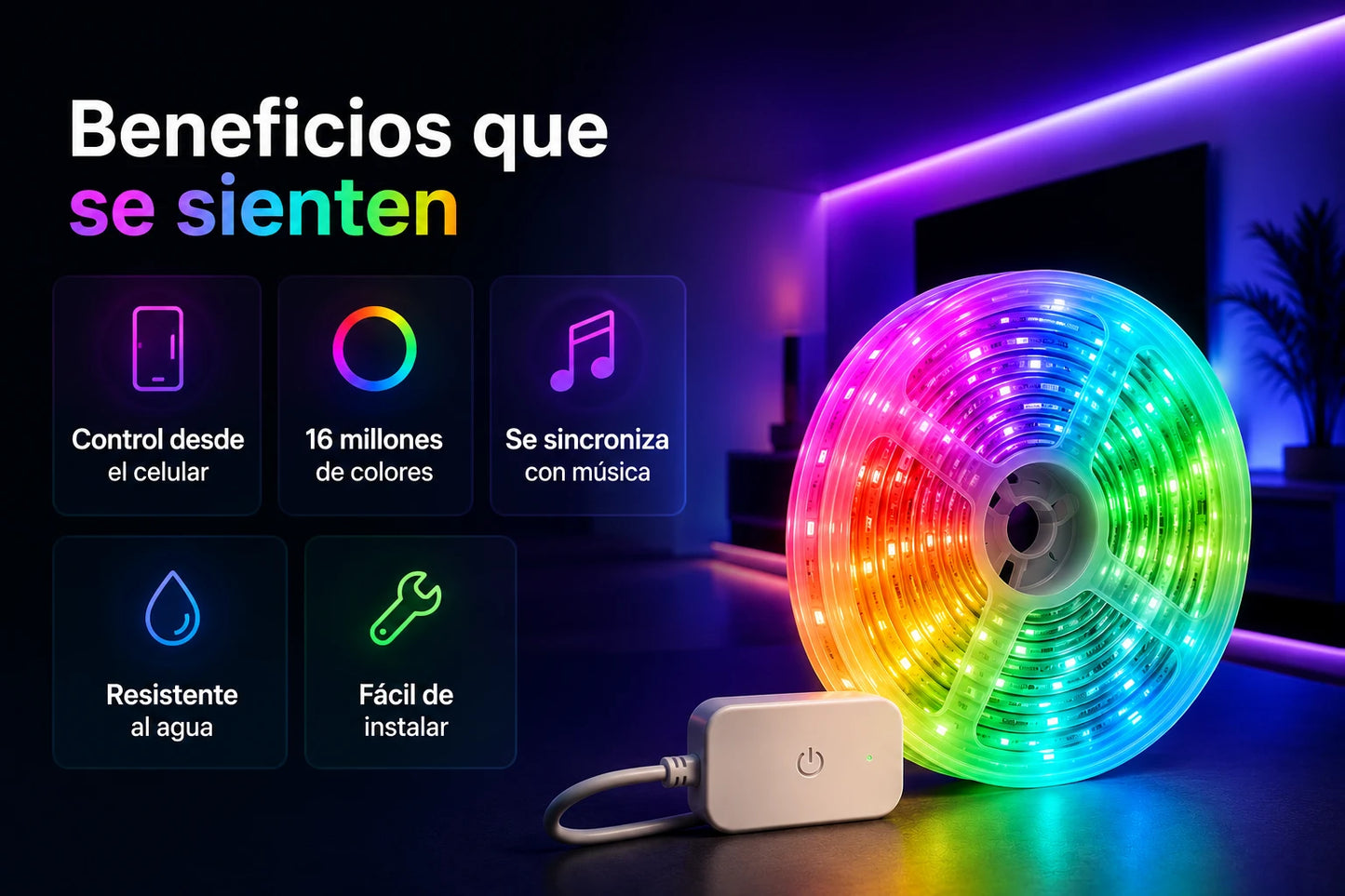 Tira Luces Led Rgb Con Bluetooth Control