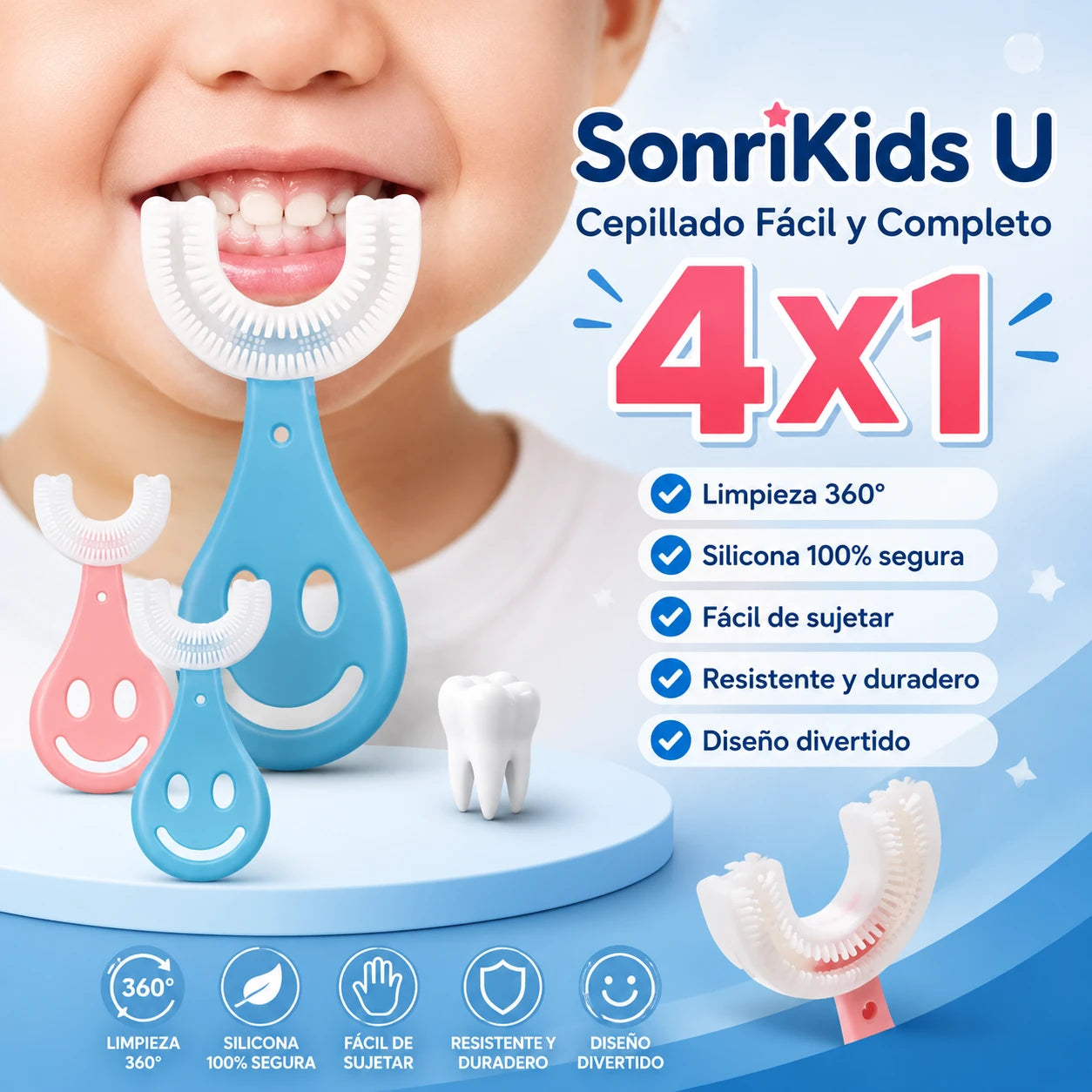 SonriKids U  SonriKids U - Cepillado Fácil y Completo 4x1