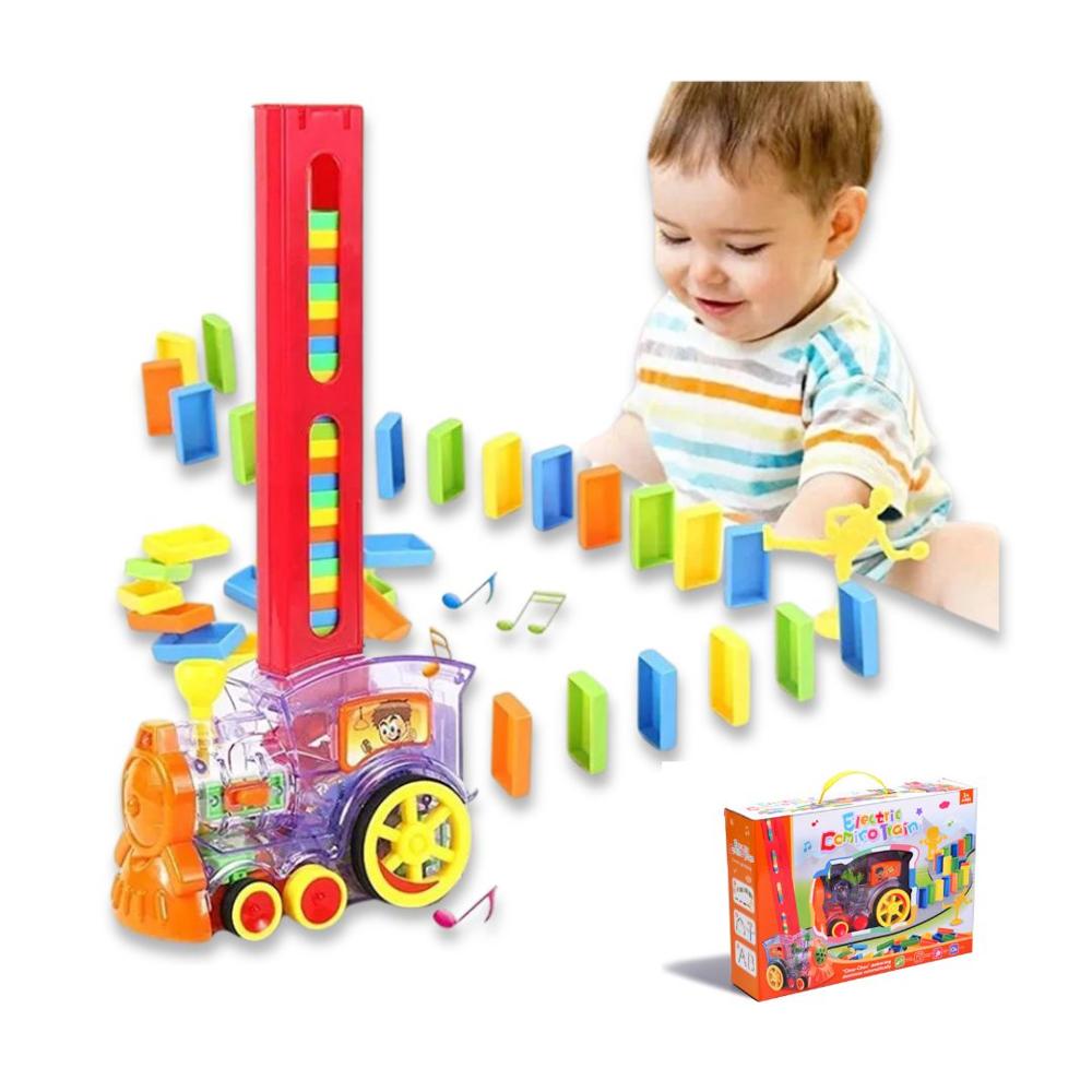 Tren Dominó Automático – Arma y Aprende Jugando – Crea momentos inolvidables en familia esta Navidad